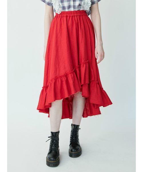 jouetie(ジュエティ)の「アシメフリルミモレスカート(スカート・レディース・レッド/ベージュ/ブラック/その他2/その他1・MEDIUM)」の6枚目の写真