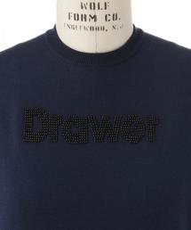 美品✨Drawer ドゥロワー ショート丈 ロゴ刺繍 スウェット 濃紺 2 短丈 Drawer（ドゥロワー）の「Drawer ロゴ ショートスリーブ プルオーバー