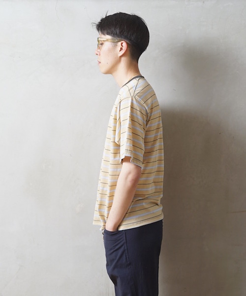 KAIKO(カイコー)の「KAIKO BORDER T-SHIRT(Tシャツ/カットソー・メンズ・ブルー/イエロー・S/M/L)」の4枚目の写真