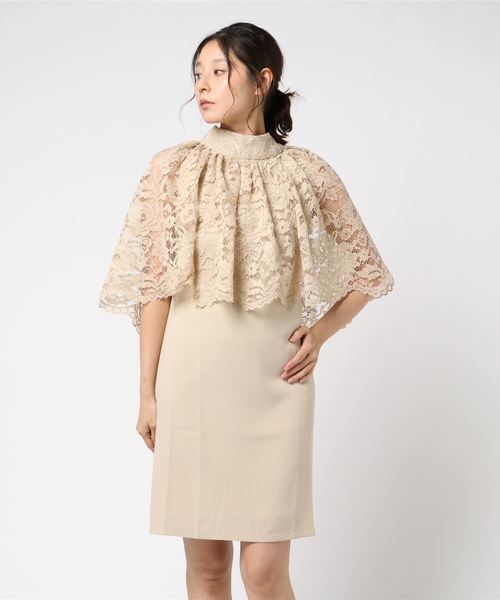 classicalelf（クラシカルエルフ）の「結婚式＆二次会に★レースショールセットアップパーティードレス　ワンピース（ドレス・レディース・ブラック/ベージュ/ネイビー/グレー/ピンク/イエロー・SMALL/MEDIUM/LARGE/X-LARGE/XX-LARGE）」の10枚目の写真