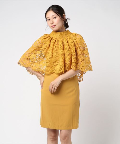 classicalelf（クラシカルエルフ）の「結婚式＆二次会に★レースショールセットアップパーティードレス　ワンピース（ドレス・レディース・ブラック/ベージュ/ネイビー/グレー/ピンク/イエロー・SMALL/MEDIUM/LARGE/X-LARGE/XX-LARGE）」の12枚目の写真