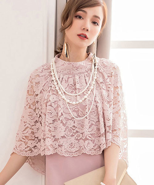 classicalelf（クラシカルエルフ）の「結婚式＆二次会に★レースショールセットアップパーティードレス　ワンピース（ドレス・レディース・ブラック/ベージュ/ネイビー/グレー/ピンク/イエロー・SMALL/MEDIUM/LARGE/X-LARGE/XX-LARGE）」の14枚目の写真