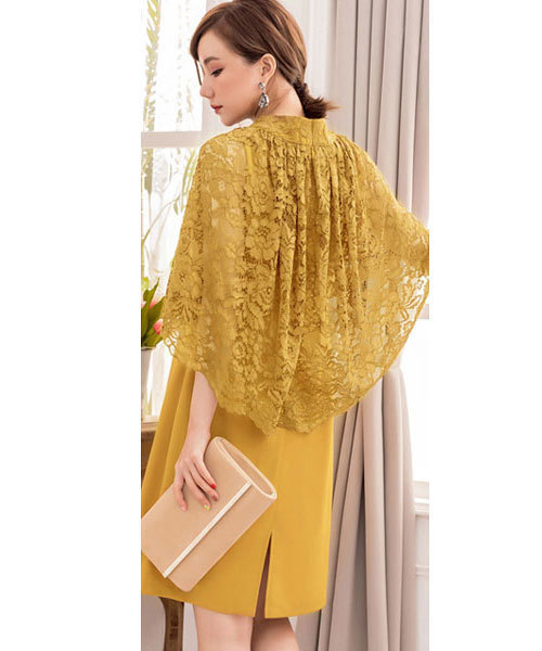 classicalelf（クラシカルエルフ）の「結婚式＆二次会に★レースショールセットアップパーティードレス　ワンピース（ドレス・レディース・ブラック/ベージュ/ネイビー/グレー/ピンク/イエロー・SMALL/MEDIUM/LARGE/X-LARGE/XX-LARGE）」の17枚目の写真