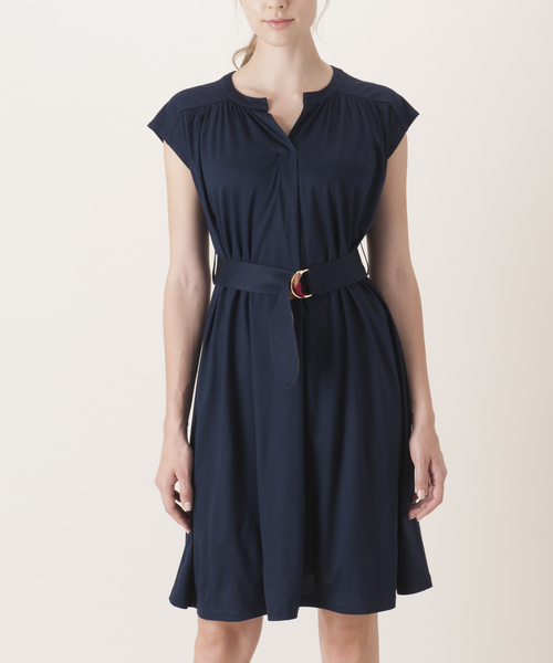 BLUE LABEL CRESTBRIDGE（ブルーレーベルクレストブリッジ）の「ドレープスムース　ジャージードレス（ワンピース・レディース・ブルー系その他5/ダークネイビー・38/36）」の2枚目の写真