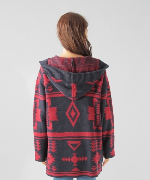 BAYFLOW(ベイフロー)の「フード付きジャガードカーディガン 18AW(カーディガン/ボレロ・レディース・ブラック/ベージュ/ネイビー・SMALL/MEDIUM)」の10枚目の写真