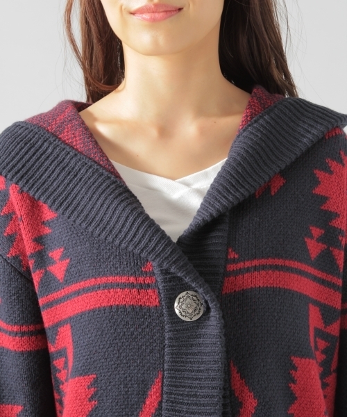 BAYFLOW(ベイフロー)の「フード付きジャガードカーディガン 18AW(カーディガン/ボレロ・レディース・ブラック/ベージュ/ネイビー・SMALL/MEDIUM)」の11枚目の写真