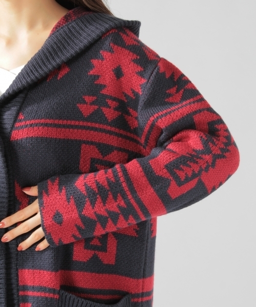 BAYFLOW(ベイフロー)の「フード付きジャガードカーディガン 18AW(カーディガン/ボレロ・レディース・ブラック/ベージュ/ネイビー・SMALL/MEDIUM)」の12枚目の写真