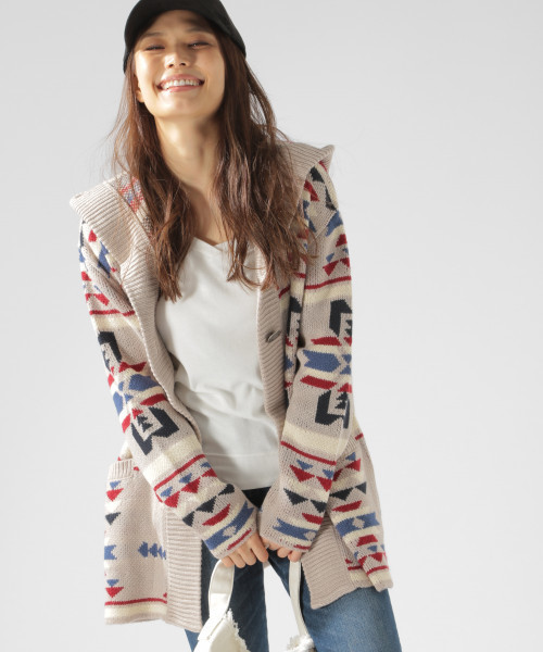 BAYFLOW(ベイフロー)の「フード付きジャガードカーディガン 18AW(カーディガン/ボレロ・レディース・ブラック/ベージュ/ネイビー・SMALL/MEDIUM)」の20枚目の写真