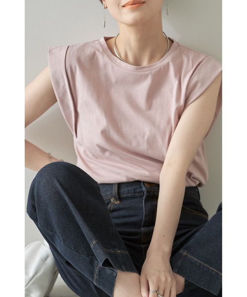 &. NOSTALGIA(アンドドットノスタルジア)の「シンプルカットソーコットンTシャツ(Tシャツ/カットソー・レディース・ブラック/ブラウン/杢グレー/グレイッシュブルー/モカ/ホワイト/ピンク/ミント・M)」の2枚目の写真