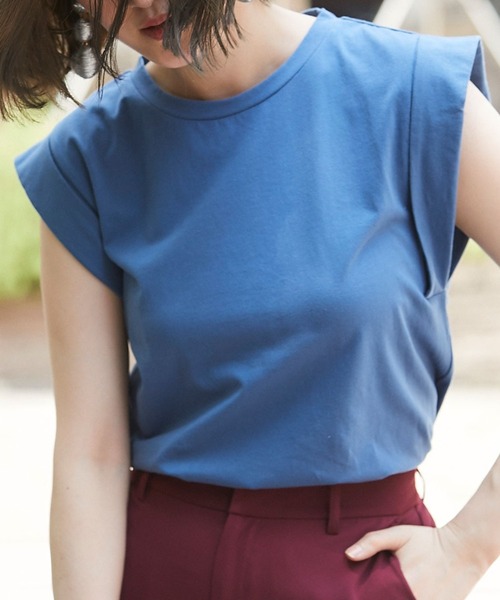 &. NOSTALGIA(アンドドットノスタルジア)の「シンプルカットソーコットンTシャツ(Tシャツ/カットソー・レディース・ブラック/ブラウン/杢グレー/グレイッシュブルー/モカ/ホワイト/ピンク/ミント・M)」の8枚目の写真