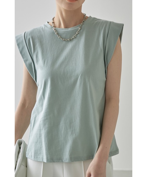 &. NOSTALGIA(アンドドットノスタルジア)の「シンプルカットソーコットンTシャツ(Tシャツ/カットソー・レディース・ブラック/ブラウン/杢グレー/グレイッシュブルー/モカ/ホワイト/ピンク/ミント・M)」の1枚目の写真