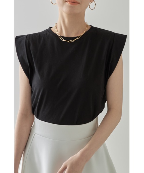 &. NOSTALGIA(アンドドットノスタルジア)の「シンプルカットソーコットンTシャツ(Tシャツ/カットソー・レディース・ブラック/ブラウン/杢グレー/グレイッシュブルー/モカ/ホワイト/ピンク/ミント・M)」の4枚目の写真