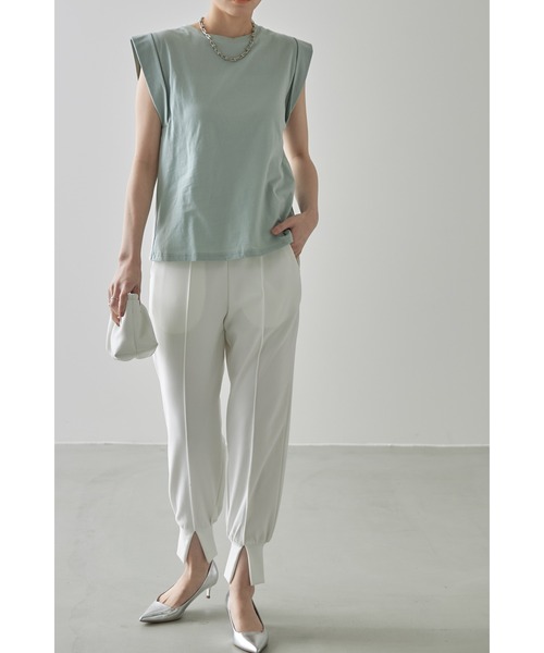 &. NOSTALGIA(アンドドットノスタルジア)の「シンプルカットソーコットンTシャツ(Tシャツ/カットソー・レディース・ブラック/ブラウン/杢グレー/グレイッシュブルー/モカ/ホワイト/ピンク/ミント・M)」の22枚目の写真