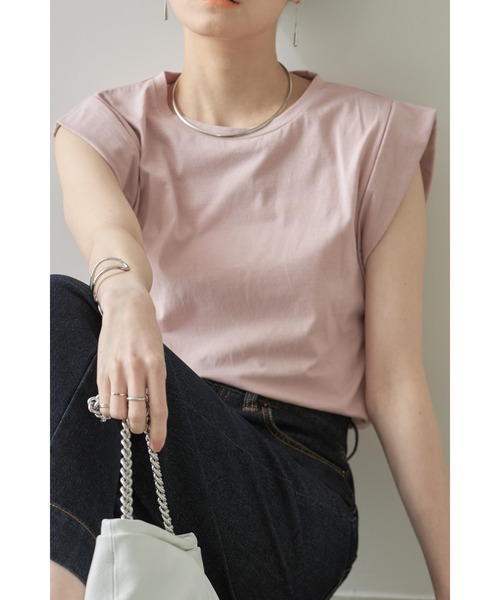 &. NOSTALGIA(アンドドットノスタルジア)の「シンプルカットソーコットンTシャツ(Tシャツ/カットソー・レディース・ブラック/ブラウン/杢グレー/グレイッシュブルー/モカ/ホワイト/ピンク/ミント・M)」の9枚目の写真