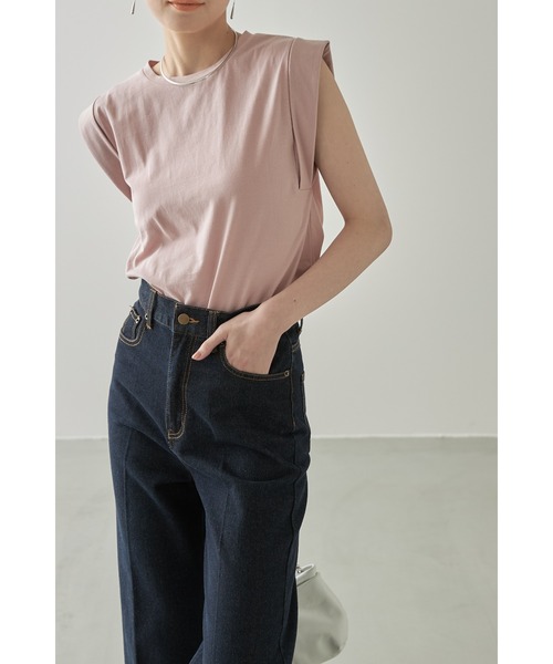 &. NOSTALGIA(アンドドットノスタルジア)の「シンプルカットソーコットンTシャツ(Tシャツ/カットソー・レディース・ブラック/ブラウン/杢グレー/グレイッシュブルー/モカ/ホワイト/ピンク/ミント・M)」の10枚目の写真