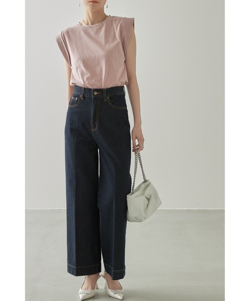 &. NOSTALGIA(アンドドットノスタルジア)の「シンプルカットソーコットンTシャツ(Tシャツ/カットソー・レディース・ブラック/ブラウン/杢グレー/グレイッシュブルー/モカ/ホワイト/ピンク/ミント・M)」の11枚目の写真