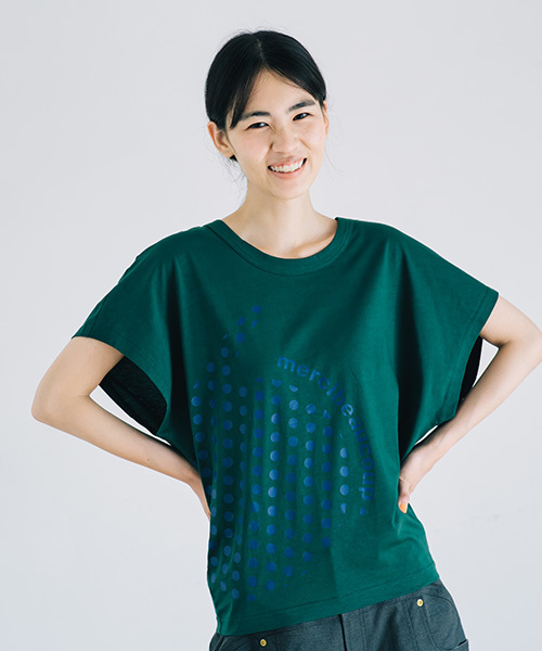 mercibeaucoup,（メルシーボークー）の「S Ｂ：カンマティー（Ｓ）（Tシャツ/カットソー・レディース・ホワイト/グリーン/グレー・01）」の13枚目の写真