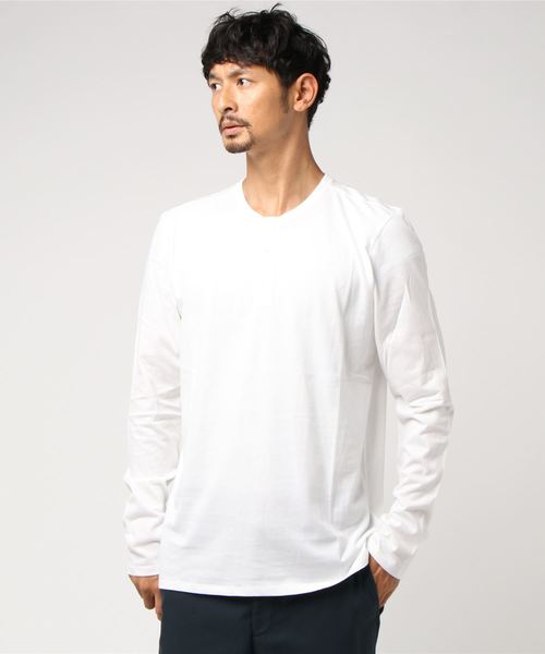 MAJESTIC HOMME(マジェスティックオム)の「MAJESTIC HOMME ヘンリーネック長袖プルオーバー(Tシャツ/カットソー・メンズ・ホワイト/カーキ/ダークブルー・S/M)」の1枚目の写真