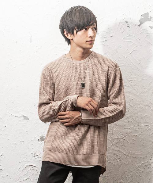 MinoriTY(マイノリティ)の「7G片畦ルーズシルエットヘムロングクルーネックニット(ニット/セーター・メンズ・ブラック/ブラウン/ワイン/ネイビー/グレー/ホワイト/オレンジ/ベージュ・L/M)」の5枚目の写真