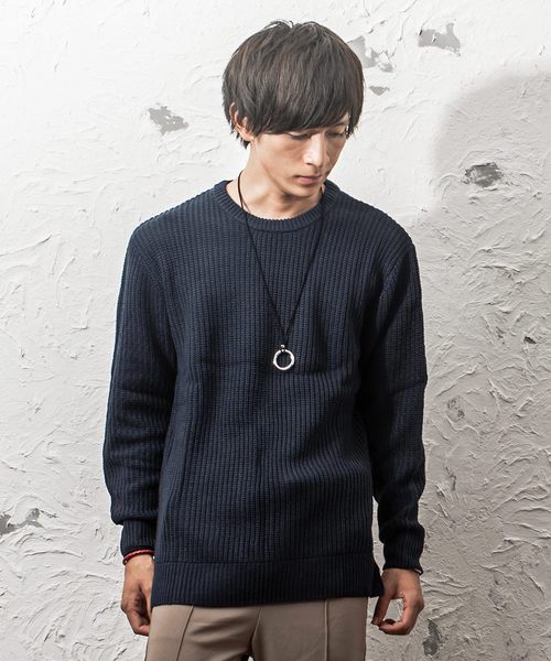 MinoriTY(マイノリティ)の「7G片畦ルーズシルエットヘムロングクルーネックニット(ニット/セーター・メンズ・ブラック/ブラウン/ワイン/ネイビー/グレー/ホワイト/オレンジ/ベージュ・L/M)」の6枚目の写真