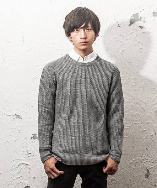 MinoriTY(マイノリティ)の「7G片畦ルーズシルエットヘムロングクルーネックニット(ニット/セーター・メンズ・ブラック/ブラウン/ワイン/ネイビー/グレー/ホワイト/オレンジ/ベージュ・L/M)」の3枚目の写真