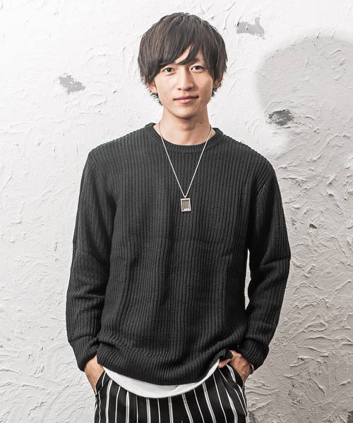 MinoriTY(マイノリティ)の「7G片畦ルーズシルエットヘムロングクルーネックニット(ニット/セーター・メンズ・ブラック/ブラウン/ワイン/ネイビー/グレー/ホワイト/オレンジ/ベージュ・L/M)」の2枚目の写真