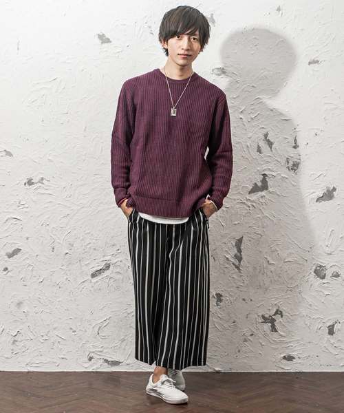 MinoriTY(マイノリティ)の「7G片畦ルーズシルエットヘムロングクルーネックニット(ニット/セーター・メンズ・ブラック/ブラウン/ワイン/ネイビー/グレー/ホワイト/オレンジ/ベージュ・L/M)」の15枚目の写真