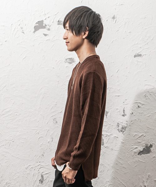 MinoriTY(マイノリティ)の「7G片畦ルーズシルエットヘムロングクルーネックニット(ニット/セーター・メンズ・ブラック/ブラウン/ワイン/ネイビー/グレー/ホワイト/オレンジ/ベージュ・L/M)」の17枚目の写真