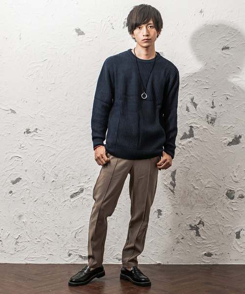 MinoriTY(マイノリティ)の「7G片畦ルーズシルエットヘムロングクルーネックニット(ニット/セーター・メンズ・ブラック/ブラウン/ワイン/ネイビー/グレー/ホワイト/オレンジ/ベージュ・L/M)」の14枚目の写真