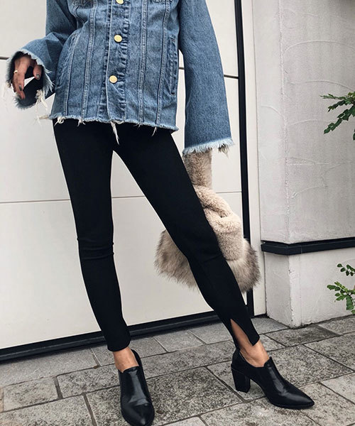 TRUNC（トランクエイティーエイト）の「Side Slit Leggings（レギンス/スパッツ・レディース・ライトグレー/チャコールグレー/ブラック・FREE）」の9枚目の写真