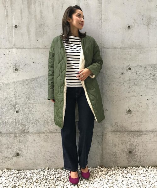 KOBE LETTUCE（コウベレタス）の「リバーシブルロングふわもこボアブルゾン（ブルゾン・レディース・カーキ/ベージュ/ブラック/アイボリー・FREE）」の7枚目の写真