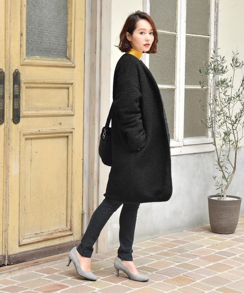 KOBE LETTUCE（コウベレタス）の「リバーシブルロングふわもこボアブルゾン（ブルゾン・レディース・カーキ/ベージュ/ブラック/アイボリー・FREE）」の15枚目の写真