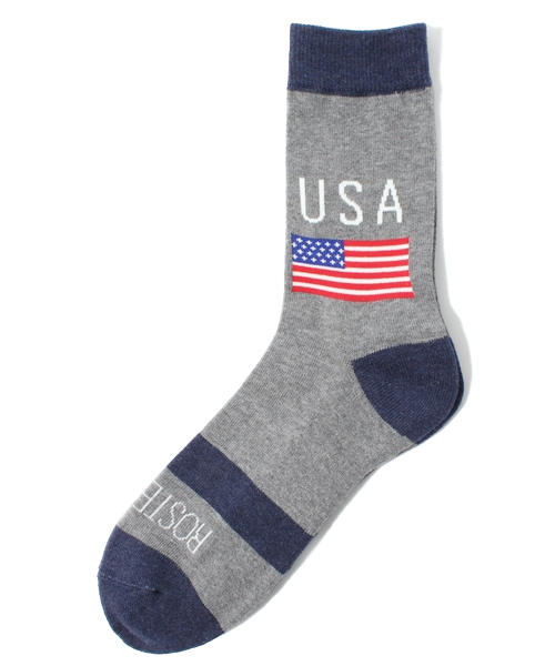 ROSTER SOX(ロスターソックス)の「日本製 男女兼用 ロスターソックス ROSTER SOX FLAG USA(ソックス/靴下・メンズ・ホワイト/グレー/ネイビー・27cm)」の3枚目の写真