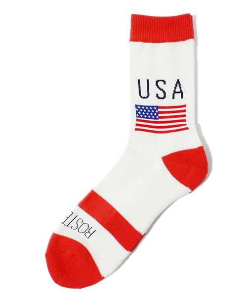 ROSTER SOX(ロスターソックス)の「日本製 男女兼用 ロスターソックス ROSTER SOX FLAG USA(ソックス/靴下・メンズ・ホワイト/グレー/ネイビー・27cm)」の2枚目の写真