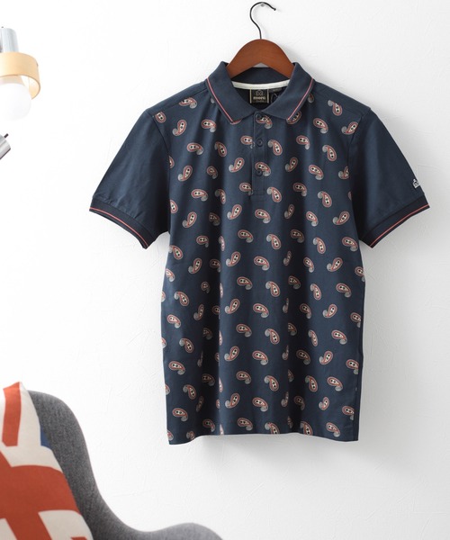 merc london（メルクロンドン）の「レトロペイズリーポロシャツ（ポロシャツ・メンズ・ネイビー/ブルー・SMALL/MEDIUM/LARGE/X-SMALL）」の2枚目の写真