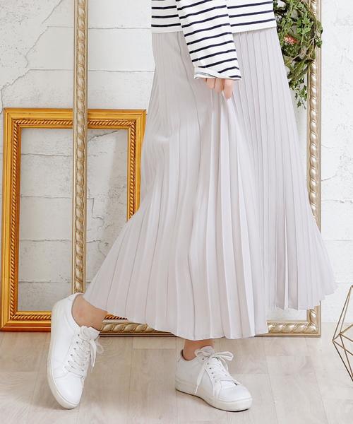 Girly Doll（ガーリードール）の「ジョーゼットロングプリーツスカート（スカート・レディース・ダークブルー/ホワイト/ブルー系その他/ライトブルー/ブラック系その他2/ブラック系その他/ベージュ/ライトパープル/ライトグレー/ライトピンク/ブラック/ブルー/グリーン/ホワイト系その他/ブラック系その他3/ブラック系その他4/ネイビー/ベージュ系その他/ブラック系その他5・M/L/S）」の10枚目の写真