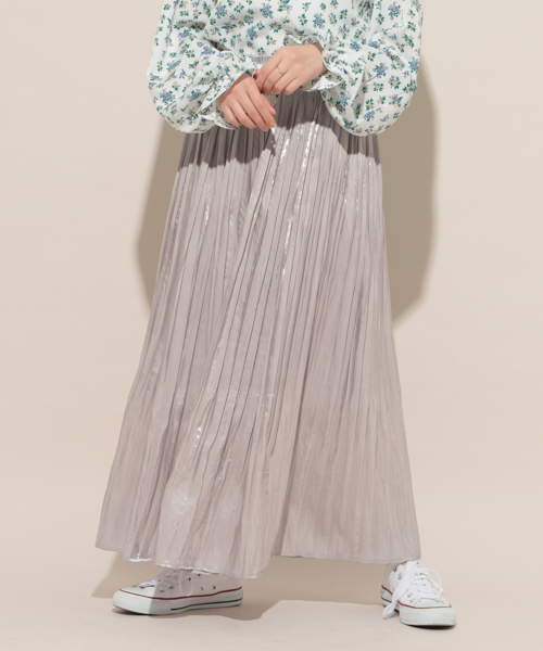 apres jour(アプレジュール)の「キラキラ消しプリーツスカート【ZOZOTOWN限定アイテム】(スカート・レディース・グレイッシュブルー/ブラック/ライトピンク/ライトグレー/ラベンダー/アイボリー・フリー)」の10枚目の写真