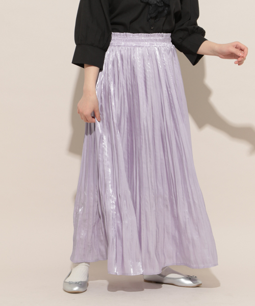 apres jour(アプレジュール)の「キラキラ消しプリーツスカート【ZOZOTOWN限定アイテム】(スカート・レディース・グレイッシュブルー/ブラック/ライトピンク/ライトグレー/ラベンダー/アイボリー・フリー)」の16枚目の写真