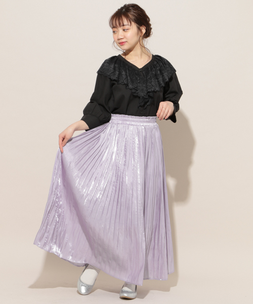 apres jour(アプレジュール)の「キラキラ消しプリーツスカート【ZOZOTOWN限定アイテム】(スカート・レディース・グレイッシュブルー/ブラック/ライトピンク/ライトグレー/ラベンダー/アイボリー・フリー)」の19枚目の写真