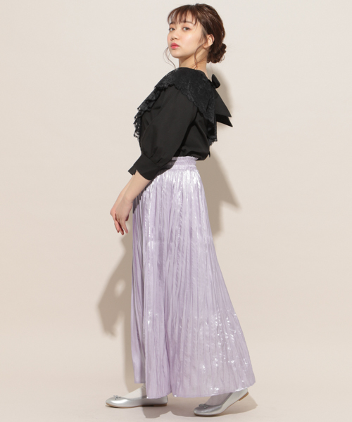 apres jour(アプレジュール)の「キラキラ消しプリーツスカート【ZOZOTOWN限定アイテム】(スカート・レディース・グレイッシュブルー/ブラック/ライトピンク/ライトグレー/ラベンダー/アイボリー・フリー)」の20枚目の写真
