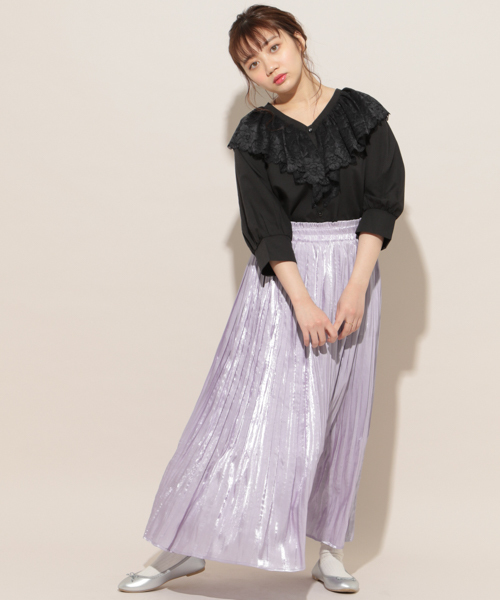 apres jour(アプレジュール)の「キラキラ消しプリーツスカート【ZOZOTOWN限定アイテム】(スカート・レディース・グレイッシュブルー/ブラック/ライトピンク/ライトグレー/ラベンダー/アイボリー・フリー)」の21枚目の写真