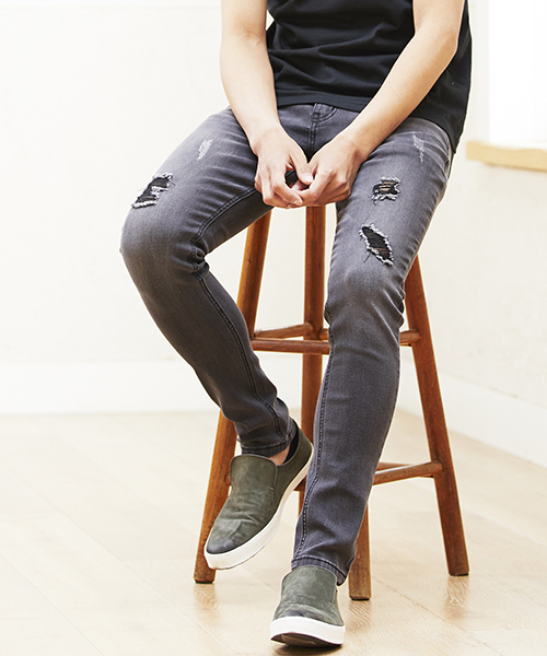 CAMBIO(カンビオ)の「mp7006-Grange Stretch Skinny Denim Pants スキニーデニムパンツ(デニムパンツ・メンズ・ライトグレー/ブラック/グレー・S/M/L)」の3枚目の写真