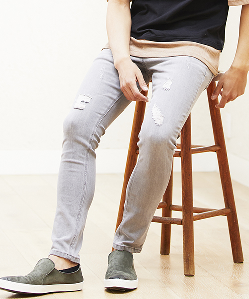 CAMBIO(カンビオ)の「mp7006-Grange Stretch Skinny Denim Pants スキニーデニムパンツ(デニムパンツ・メンズ・ライトグレー/ブラック/グレー・S/M/L)」の1枚目の写真