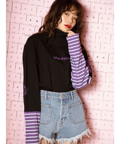 jouetie(ジュエティ)の「スイッチスリーブロンT(Tシャツ/カットソー・レディース・オフホワイト/ブラック/オレンジ・MEDIUM)」の2枚目の写真