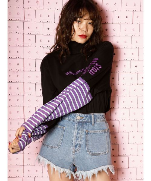 jouetie(ジュエティ)の「スイッチスリーブロンT(Tシャツ/カットソー・レディース・オフホワイト/ブラック/オレンジ・MEDIUM)」の6枚目の写真
