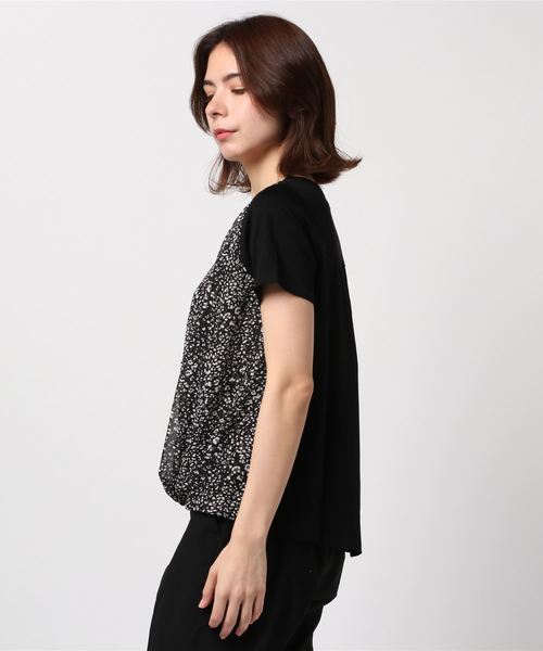 A/C DESIGN BY ALPHA CUBIC（エーシーデザインバイアルファキュービック）の「【COOLER TOUCHシリーズ】フロントシフォンプルオーバー（Tシャツ/カットソー・レディース・ブラック/ネイビー/ホワイト・L size/M size）」の4枚目の写真