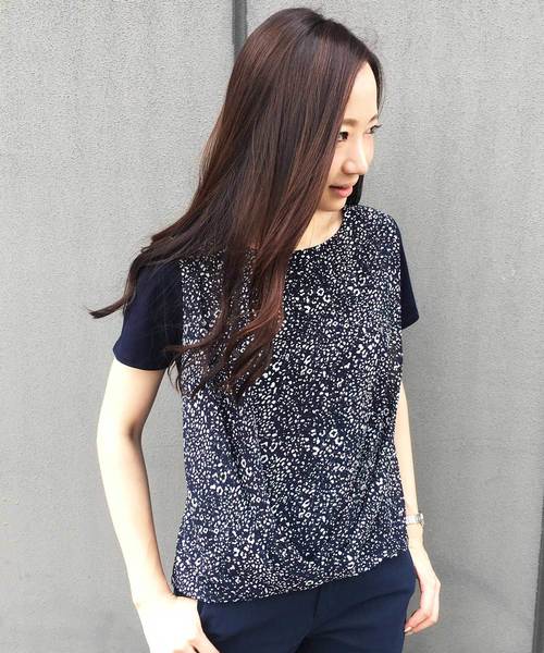 A/C DESIGN BY ALPHA CUBIC（エーシーデザインバイアルファキュービック）の「【COOLER TOUCHシリーズ】フロントシフォンプルオーバー（Tシャツ/カットソー・レディース・ブラック/ネイビー/ホワイト・L size/M size）」の3枚目の写真