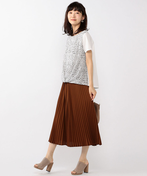 A/C DESIGN BY ALPHA CUBIC（エーシーデザインバイアルファキュービック）の「【COOLER TOUCHシリーズ】フロントシフォンプルオーバー（Tシャツ/カットソー・レディース・ブラック/ネイビー/ホワイト・L size/M size）」の6枚目の写真