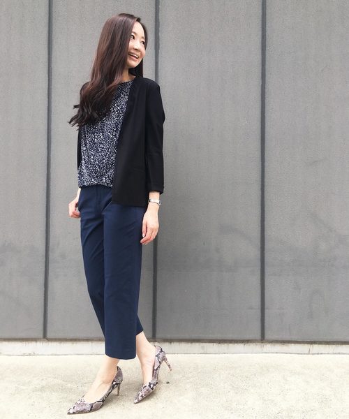 A/C DESIGN BY ALPHA CUBIC（エーシーデザインバイアルファキュービック）の「【COOLER TOUCHシリーズ】フロントシフォンプルオーバー（Tシャツ/カットソー・レディース・ブラック/ネイビー/ホワイト・L size/M size）」の9枚目の写真