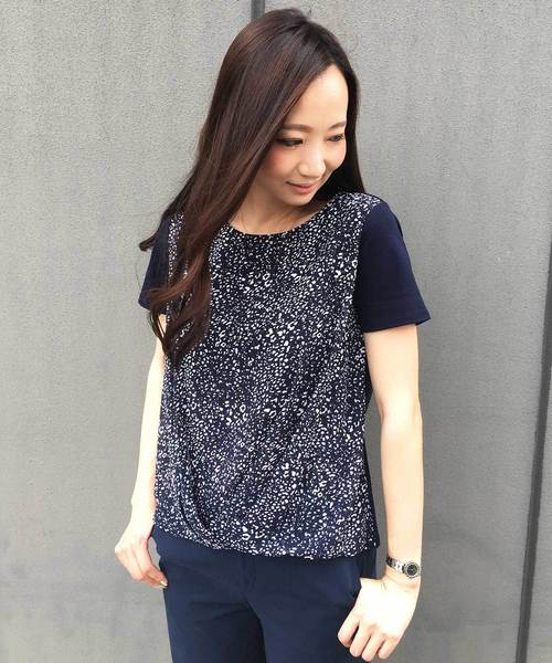 A/C DESIGN BY ALPHA CUBIC（エーシーデザインバイアルファキュービック）の「【COOLER TOUCHシリーズ】フロントシフォンプルオーバー（Tシャツ/カットソー・レディース・ブラック/ネイビー/ホワイト・L size/M size）」の7枚目の写真